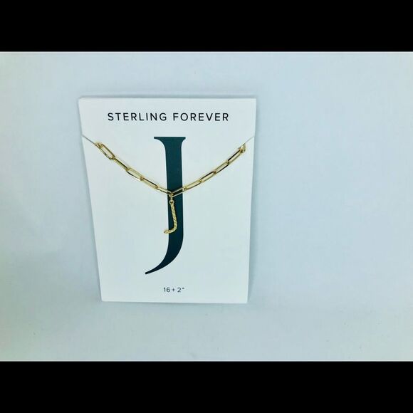 NEW Sterling Forever 14K Goldtone Braided J Initital Pendant Necklace - Picture 6 of 10